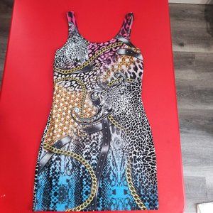 Seduction colourful animal print dress women's size M